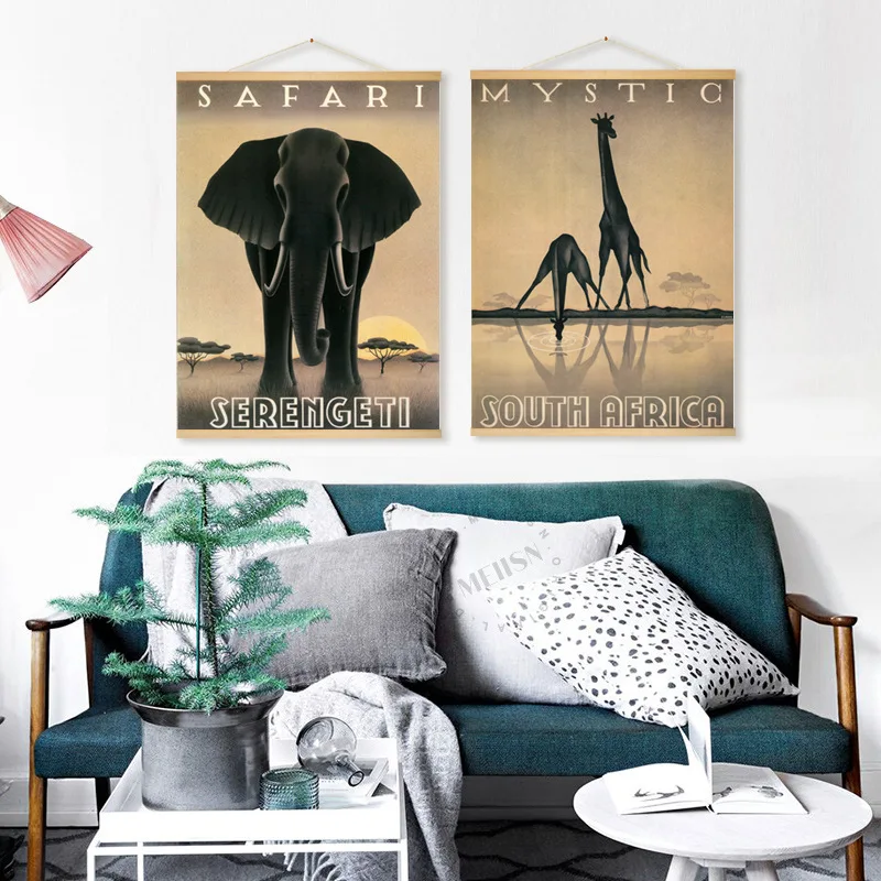 

Canvas Posters Hanging Scroll Painting Prints Elephant Pictures Modular Nordic Home Decor For Modern Living Room Wall Artwork
