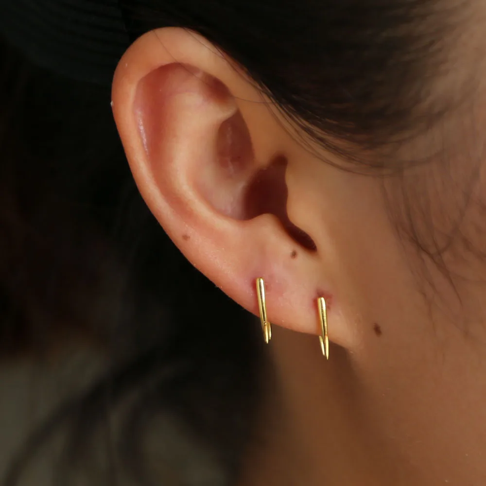 Корейские Двухсторонние серьги из настоящего серебра 925 пробы золотого цвета для