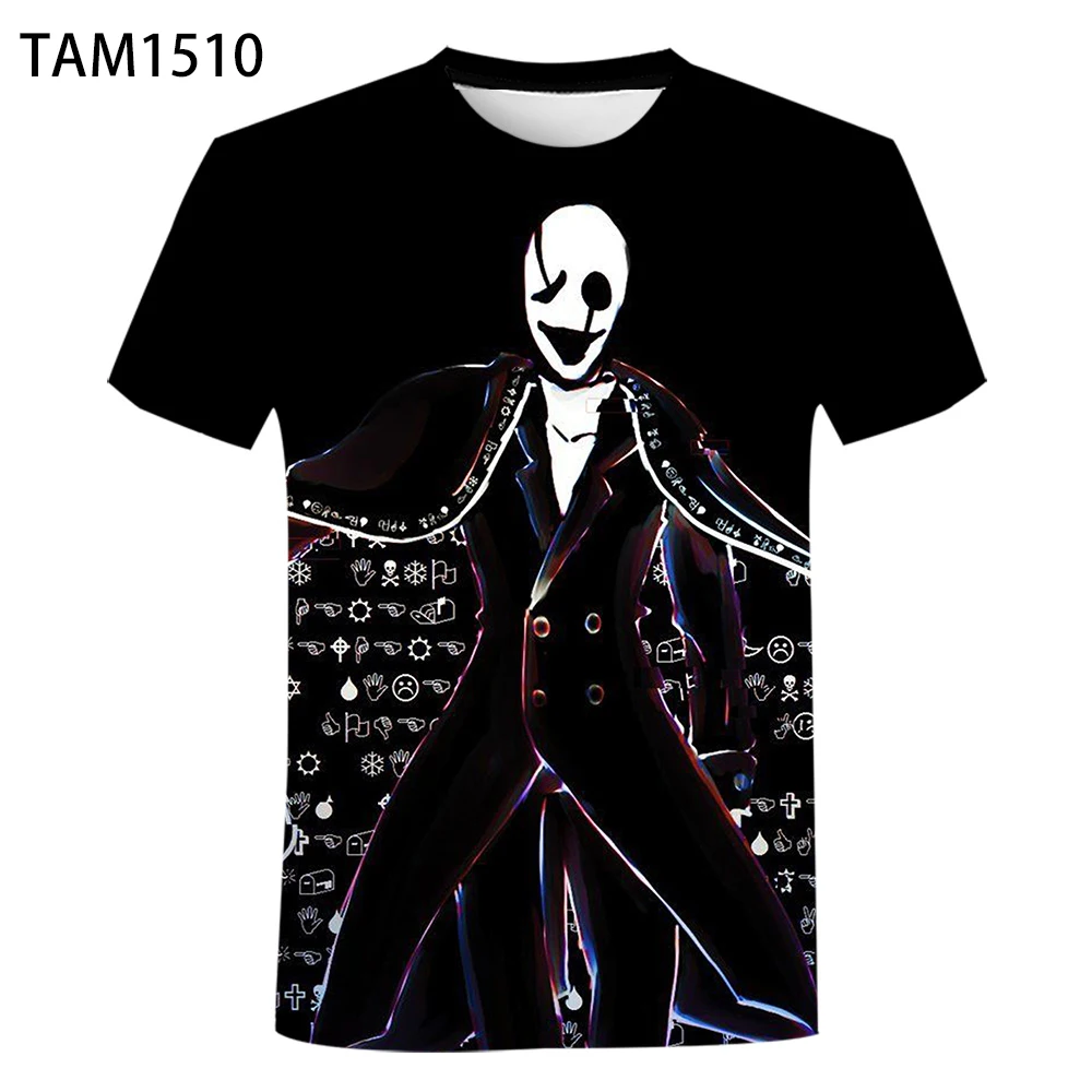 Фото Gaster Undertale 2021 летняя 3D печать креативная и универсальная хлопковая футболка с коротким рукавом Детская Повседневная индивидуальная свободн... №5