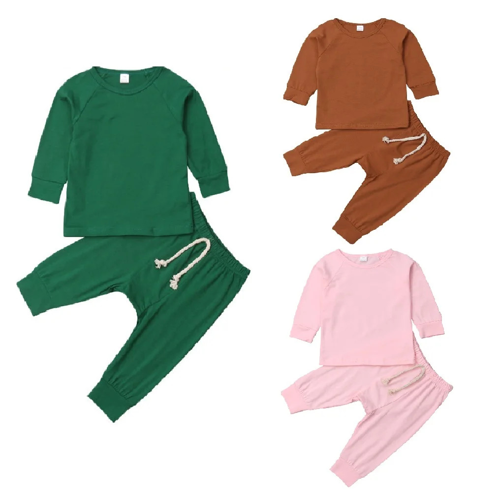 

Детские пижамы для маленьких мальчиков и девочек, одежда для сна, одежда для сна, повседневная одежда, топ + штаны, футболка, топы + длинные шт...