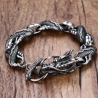 mens dragon themed link bracelet with toggle clasp color men punk bileklik stainless steel jewelry pulseira masculina