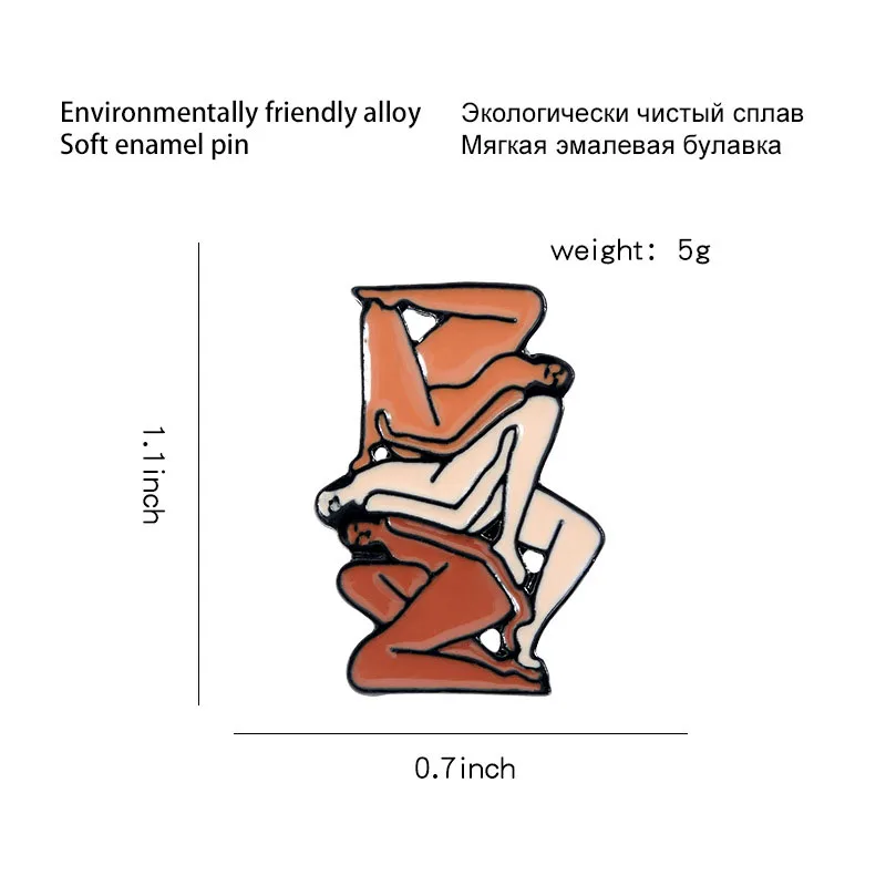 Laura Berger Stack Brooch and Enamel Pin Minimalism Female Naked Abstract Art Painting Lapel | Украшения и аксессуары