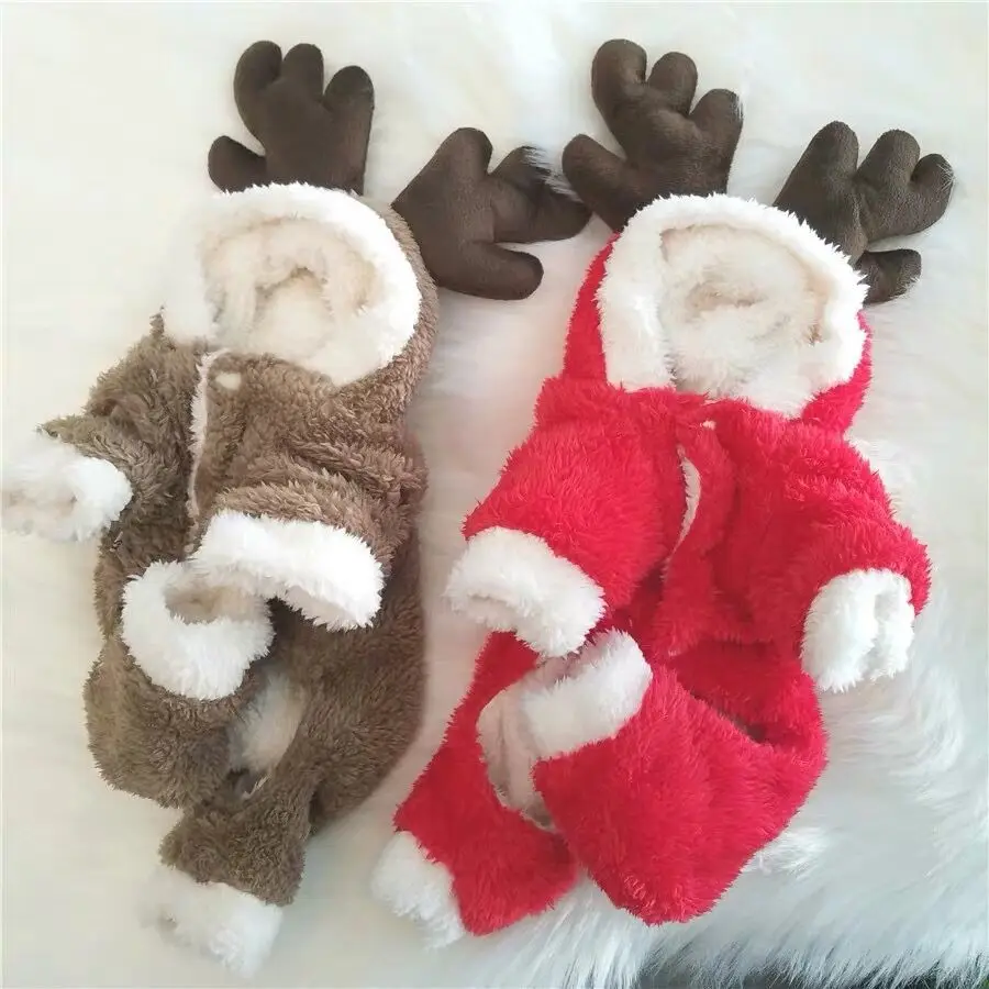 

Dog Hoodie Winter Pet Dog Clothes for Dogs Coat Jacket Soft Clothing Pets Clothing Warm Four-legged Dog Costume for Christmas