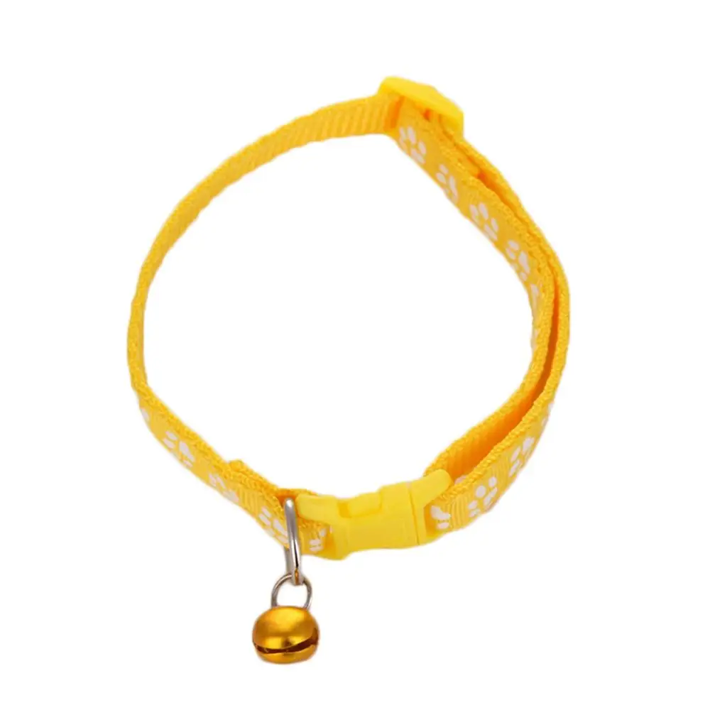 Yellow Cat Dog Collar With Bell Camo Camouflage Printed Neck Strap Polyester Adjustable Puppy Animal Dog Leash Safety Dog Supplies - Цвет: Yellow