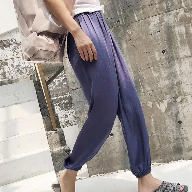 

Spring Summer Women New Vertical Pants High Waist Loose Thin Ice Silk Sunscreen Wide Leg Pants Hot
