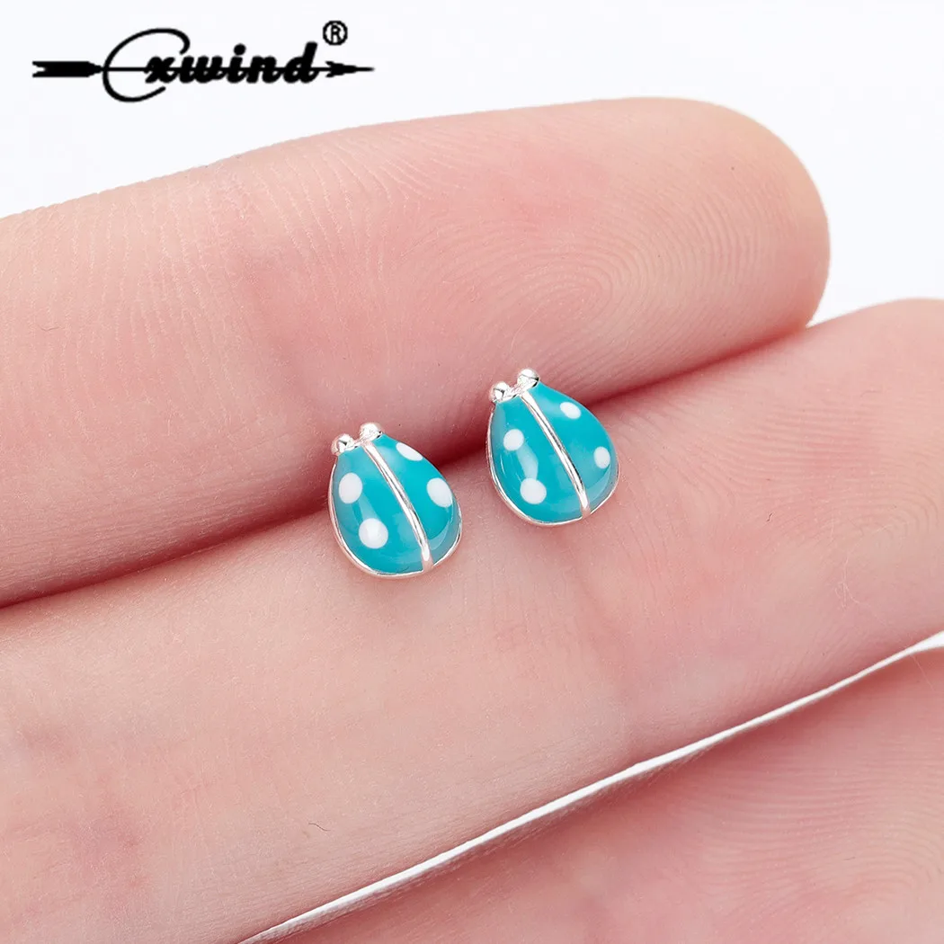 

Cxwind Glaze Ladybug Stud Earring For Children Small Fashion Flower Dog DeerBird Heart Earrings Girls Jewelry Gift Femme Brincos