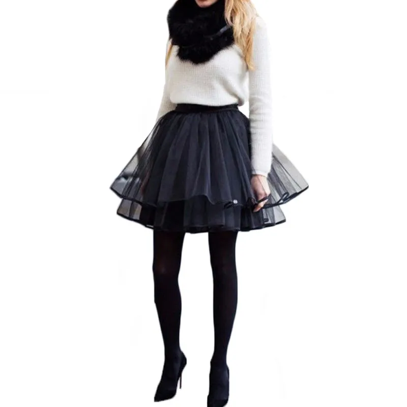 Женская винтажная Тюлевая юбка черная бальная пачка в стиле рокабилли модель