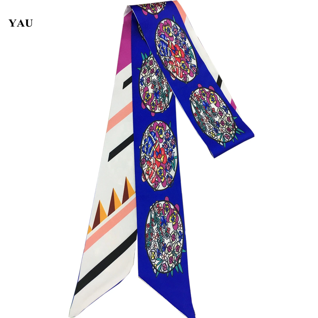 

Женский шёлковый шарф с цветочным принтом, 120x5 см