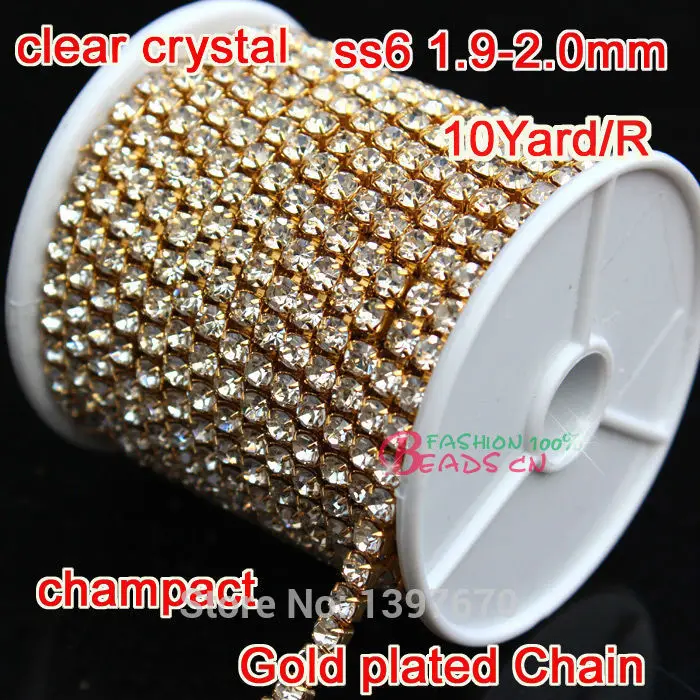 Стеклянная цепочка Ss6 со стразами для свадебного платья 1 ряд 10 ярдов компактная