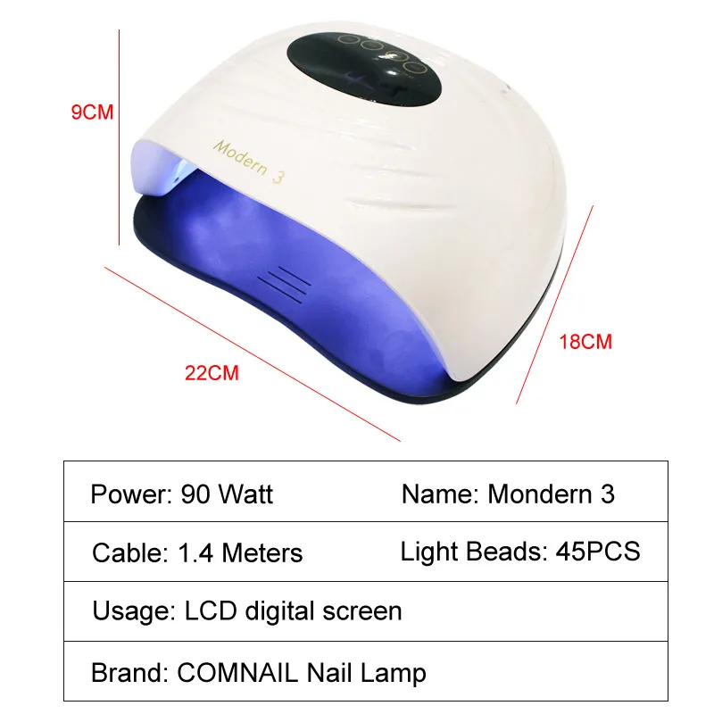 УФ светодиодный маникюрная лампа для сушки ногтей 90 Вт Супер Мощность