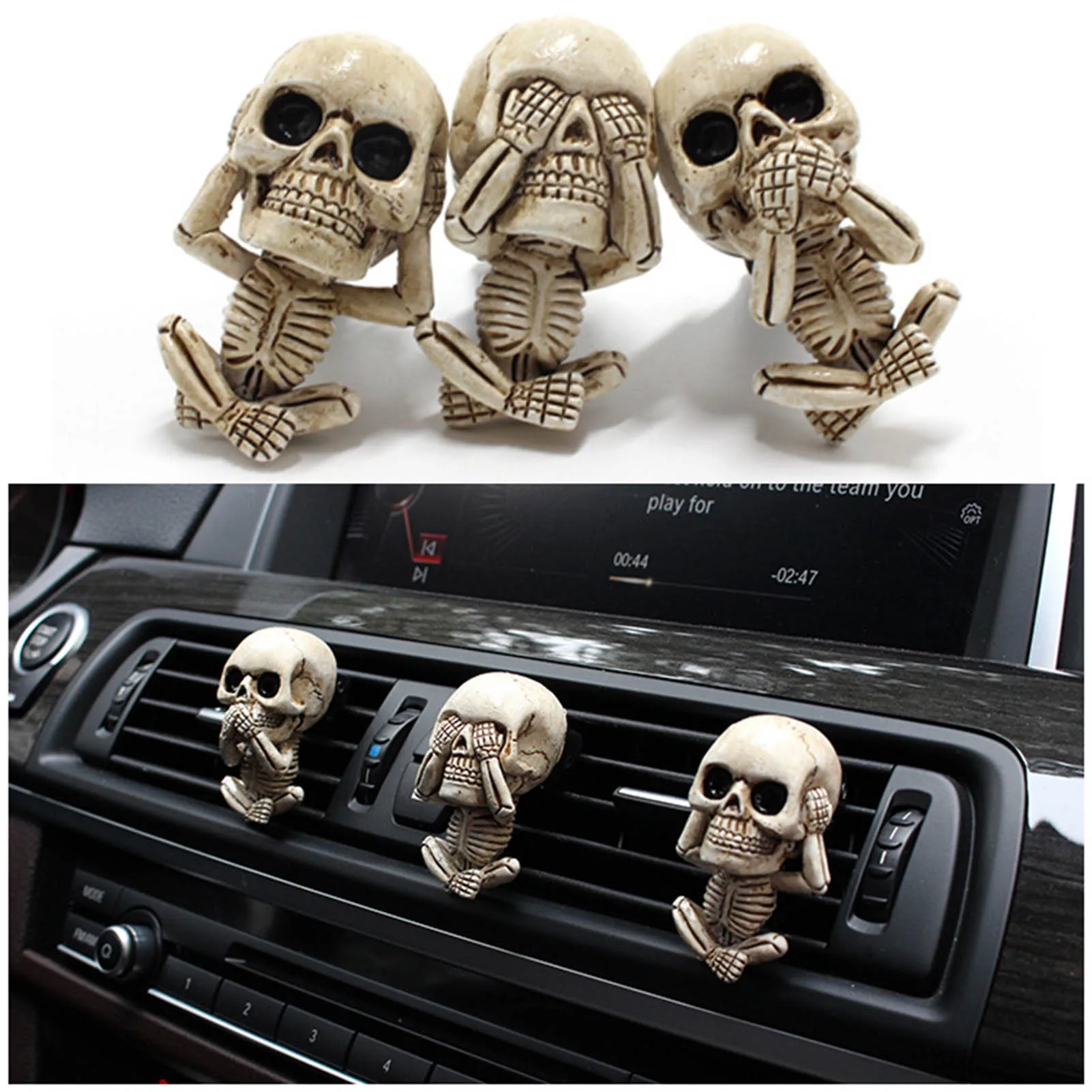

2021 Bone Skull Ghost Car Air Freshener Vent Clip Human Body Skeleton Aromatherapy Resin Car Perfume Diffuser Car Smell Diffuser