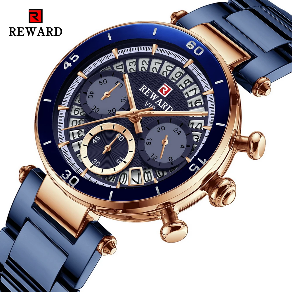 

New Top Luxury Brand Women Watches Waterproof Quartz Clock Ladies Blue Stainless Steel Strap Wristwatch Relogio Feminino