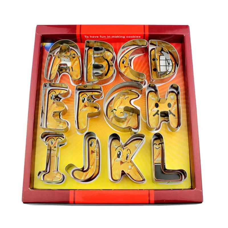 26 Pcs Set Large Size 26 English Letters Alphabet Cookie Cutters Set Gift Package Fondant Cake Mold Stainless Steel DIY Biscuit Baking Tool - Цвет: 26 Pcs Set