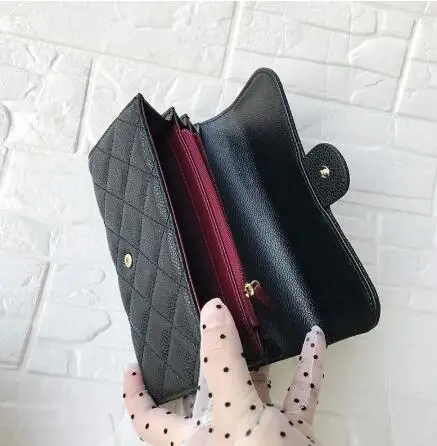 

Cartera de cuero de alta calidad para mujer, monedero de cuero tipo Clutch, monedero largo con concha de almeja, monedero con pa