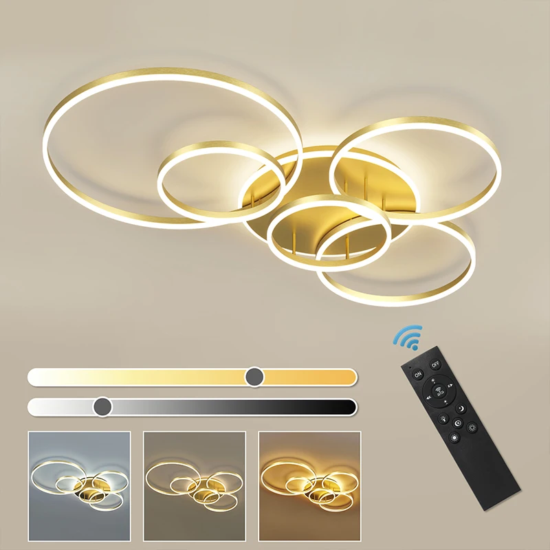 $59.00 Modern Round Design Ceiling Lights For Living Room Bedroom Gold White Coffee Painted Circle Rings Lighting Fixtures Luminaire