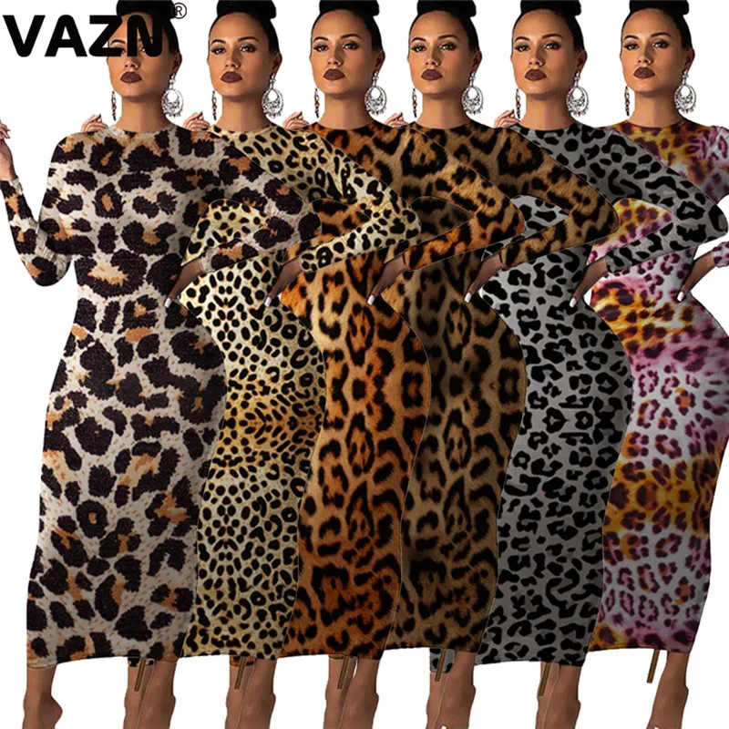 Новинка 2019 летнее сексуальное леопардовое женское Бандажное длинное платье VAZN с