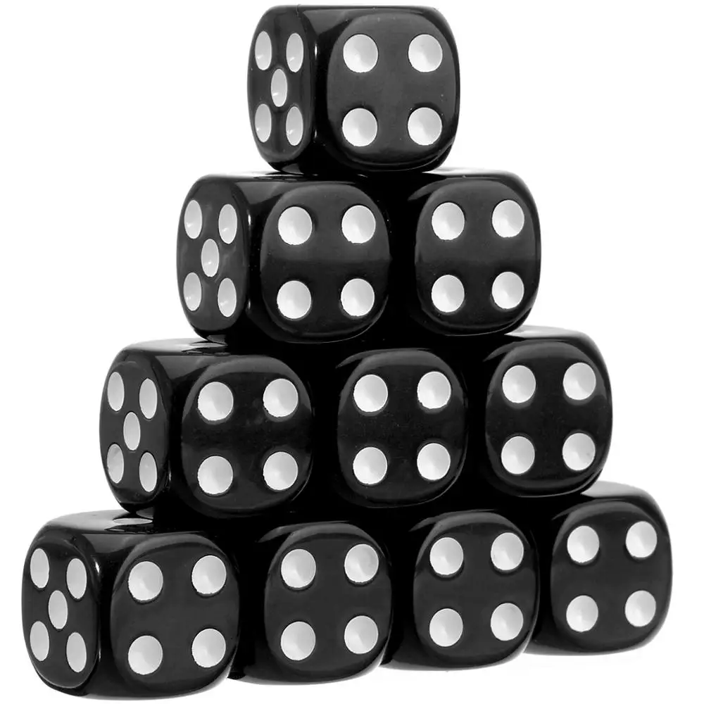 

10Pcs New Arrival Funny 16mm Acrylic Round Corner Dice 6 sided Die Portable Table Games Party Family Kids Tool Dice