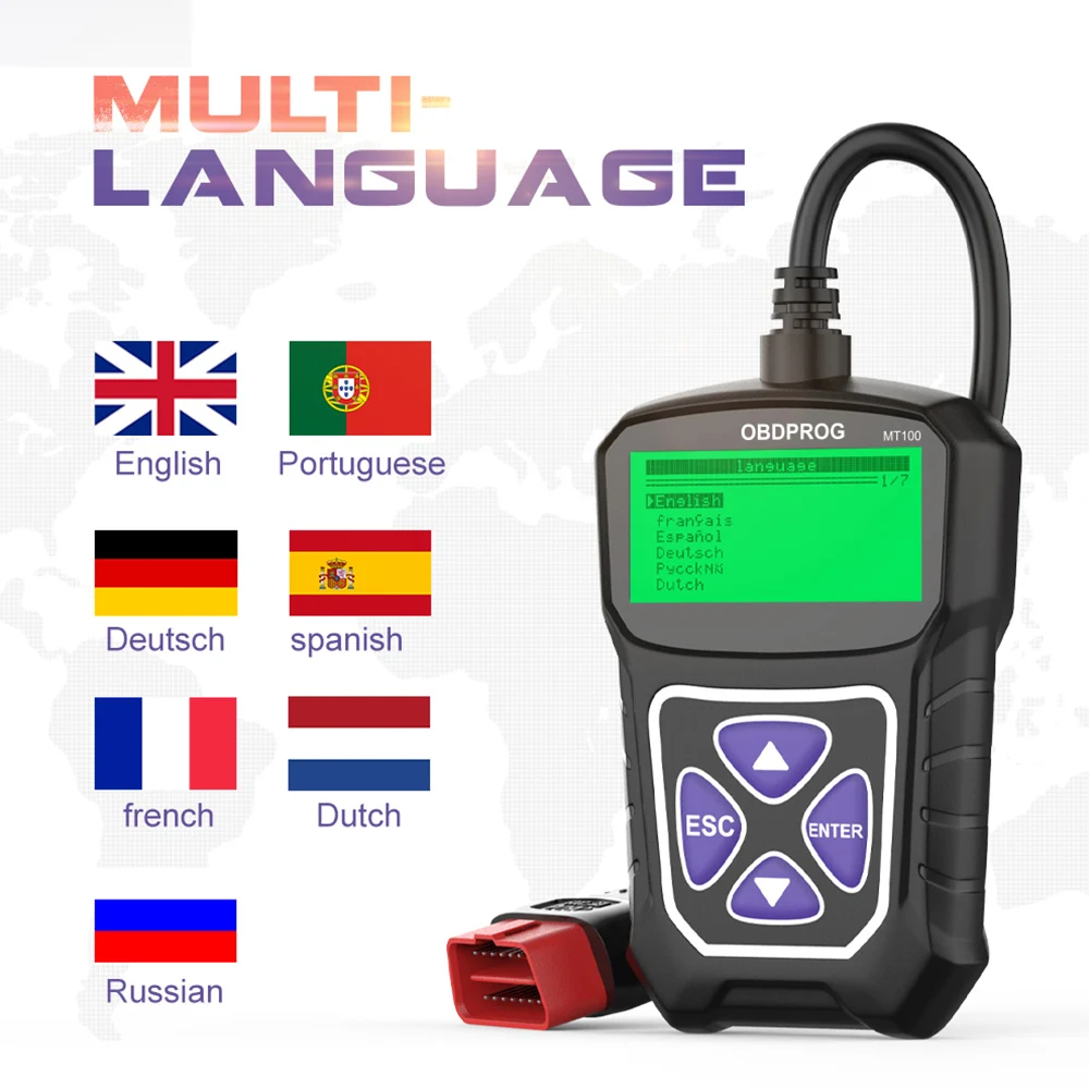 

New OBDPROG MT100 OBD2 Automotive Scanner Car Code Reader Scanner Tools Auto Diagnostic Tool 7 Language Car Accessories