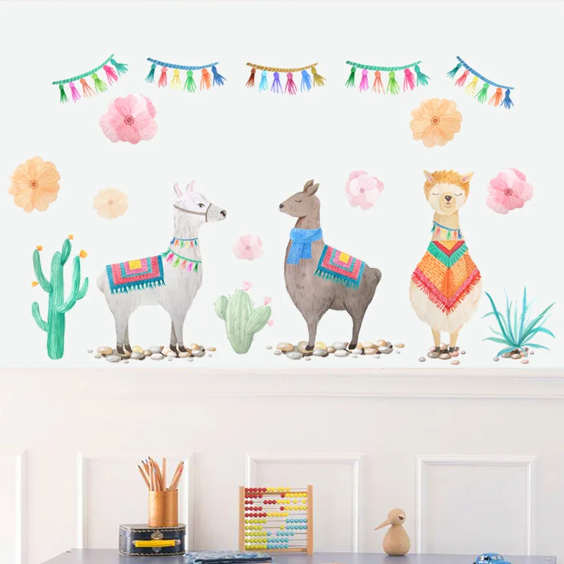 Фото Мультяшные животные верблюжьи наклейки на стену для детской комнаты Декор стены