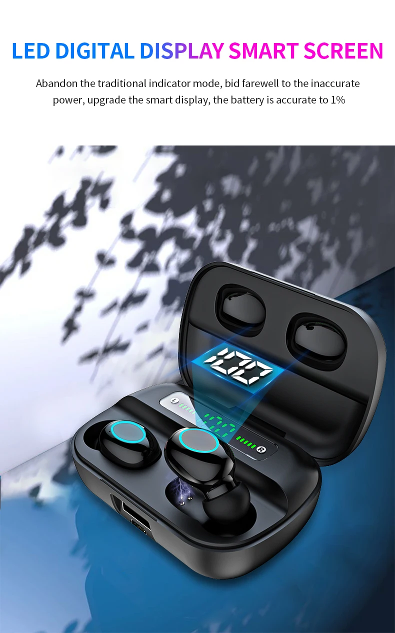 HBQ Touch Bluetooth V5.0 наушники портативные TWS беспроводные мини наушники 3D стерео гарнитура 3500 мАч как внешний аккумулятор с светодиодный дисплеем