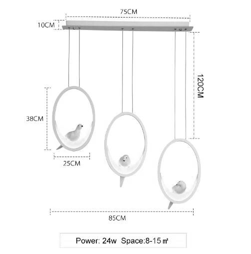 3 heads length 850mm Современные светодиодные подвесные люстры для столовой, кухни, бара, магазина белого/черного цвета, подвесные светильники принадлежности с птицей - Цвет корпуса: 3 heads length 850mm