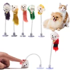Игрушки для домашних животных, рандомный цвет, перо, смешные кошки-мышки, искусственная мышь, товары для домашних животных, нижняя присоска, эластичная 20x10 см