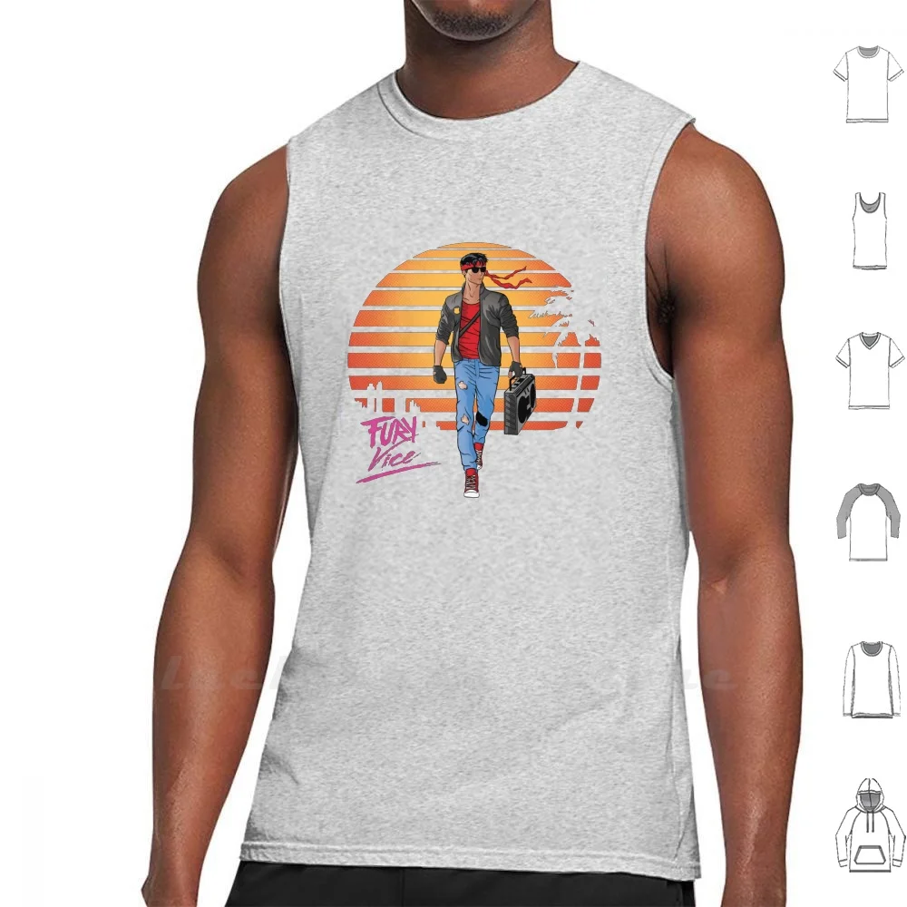 Kung Fury Vice Sleeveless Tank Top Vest Cotton Kung Fury Vice Kung Fury Vice 80S Retro Vintage Miami Lazers Boombox Kung Fu