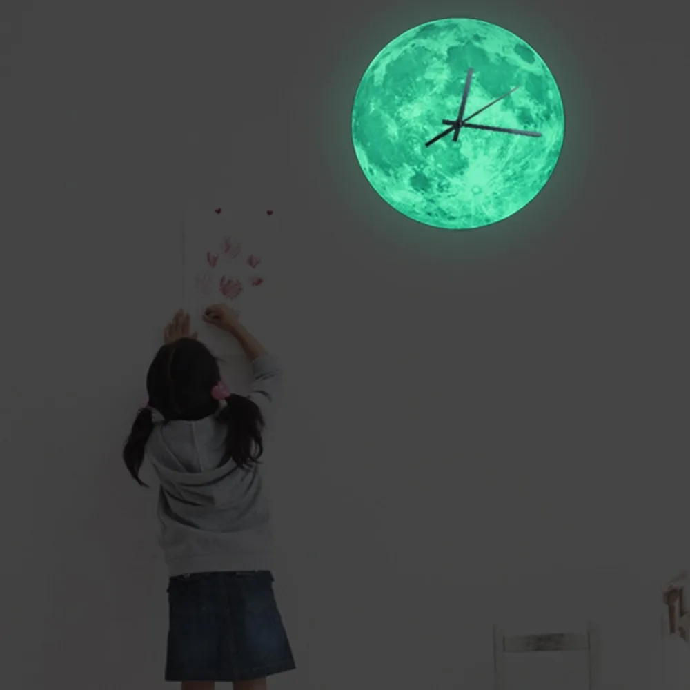 1 шт. классические зеленые лунные часы креативные Светящиеся Настенные
