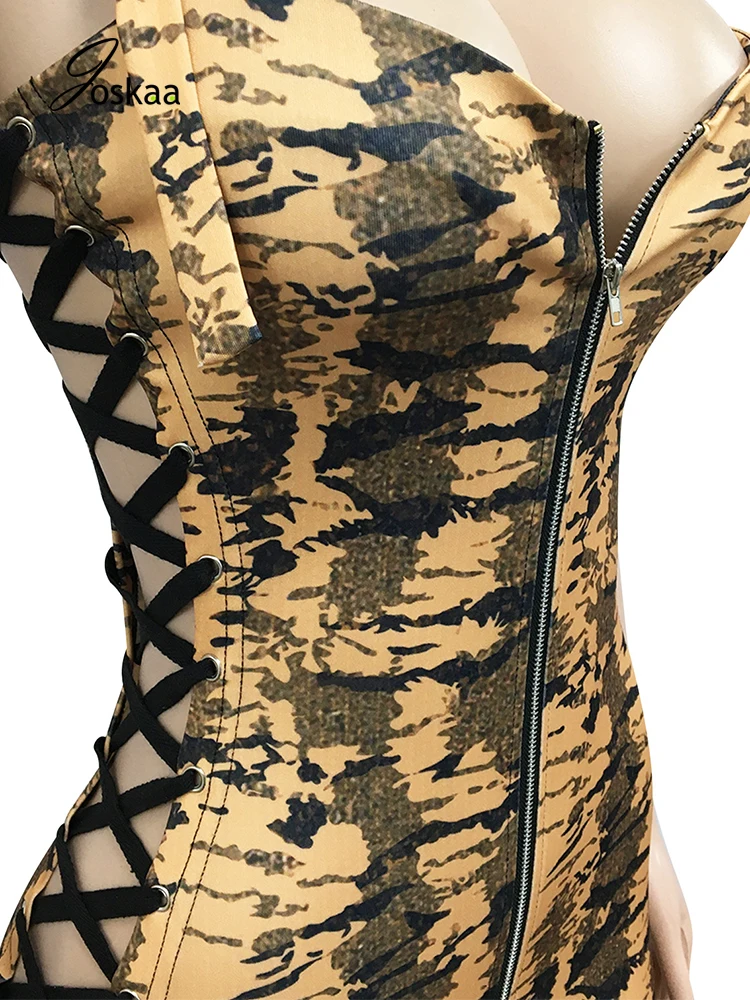

Joskaa Bandage Backless Street Print Jumpsuits for Womensleeveless Skinny Side Lace Up Spaghetti Strap Autumn Hollow Out Rompers
