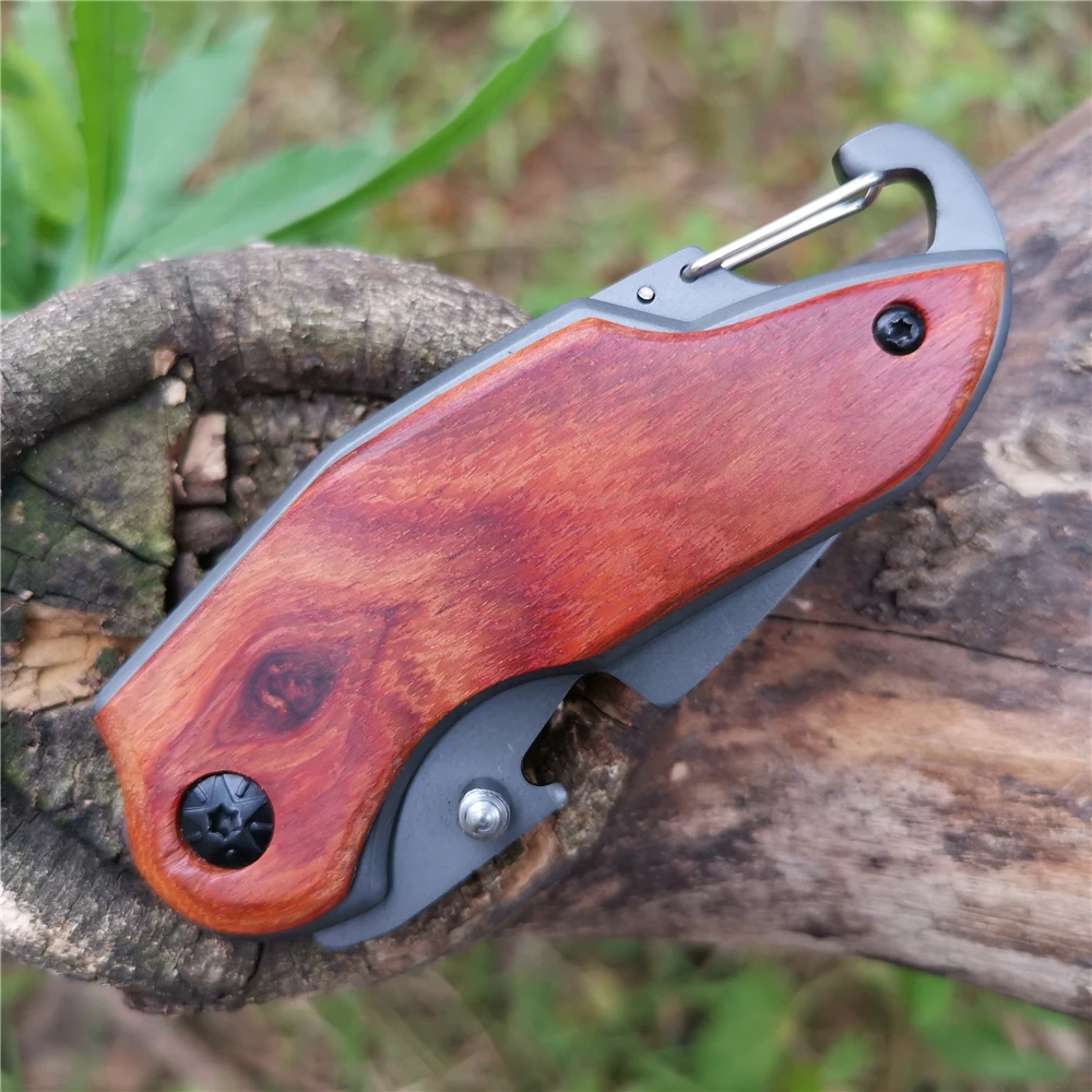 США мини складной нож 5CR15MOV лезвие ножи с деревянной ручкой кемпинг Выживание