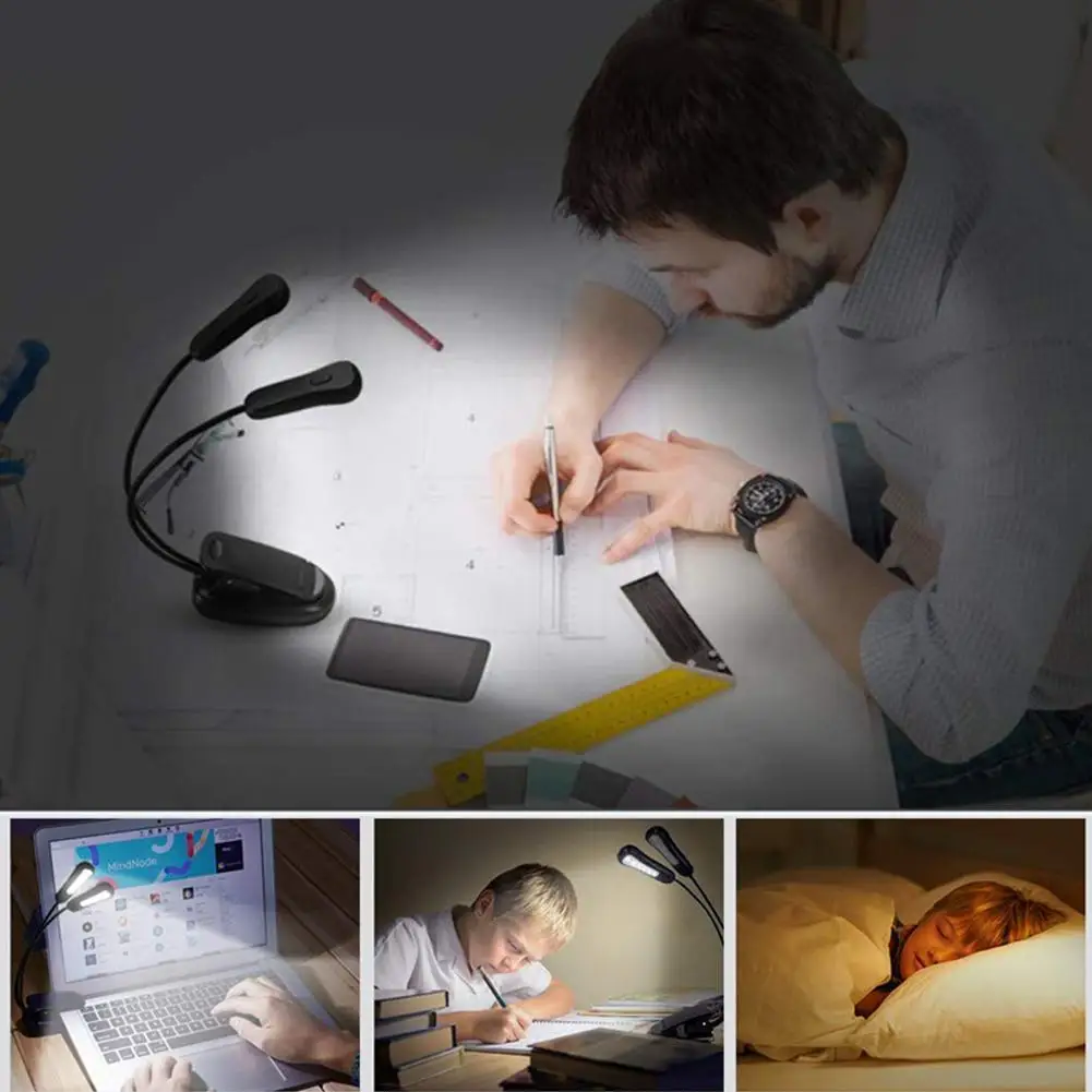 

Clip-on Reading Light Book Light Blocking LED Lamp Light Portable Bedside RechargeableDesk Night Adjustable Mini Light H6H9
