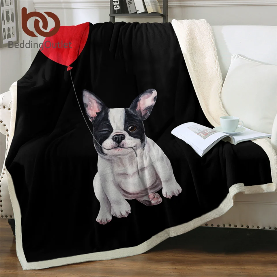 

BeddingOutlet, одеяло с французским бульдогом, шерпой, милый щенок, меховое одеяло, красный воздушный шар, плюшевое покрывало с мультяшной собакой