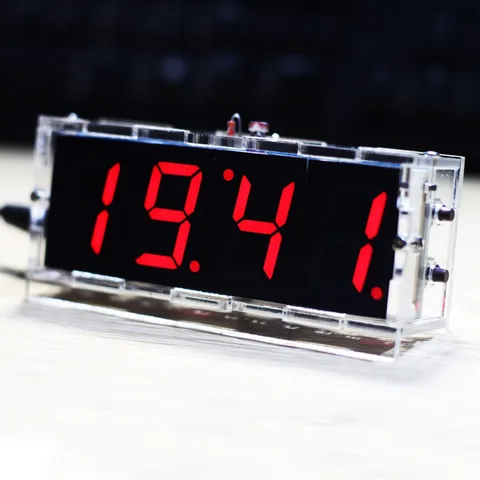 Компактные 4-значные цифровые светодиодные часы «сделай сам» с контролем температуры и времени и прозрачным корпусом