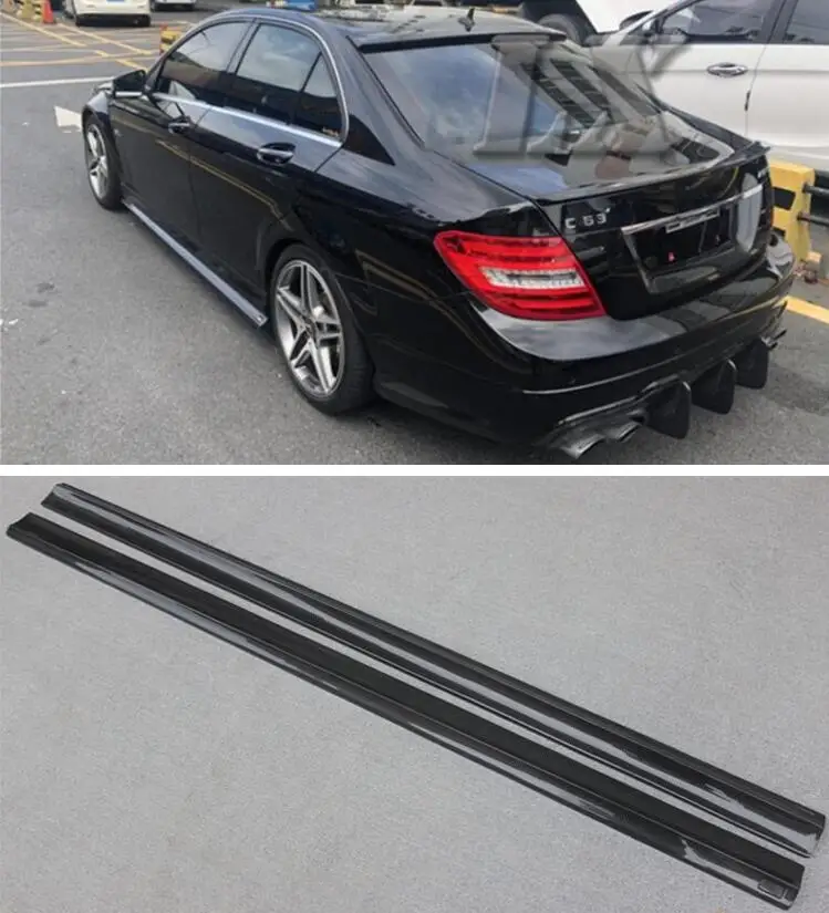 Реальные углеродного волокна сбоку тела юбки комплект для губ Крышка Mercedes-Benz W204