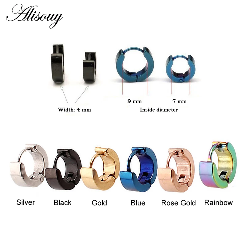 1 шт крутые мужские круглые серьги из титановой стали 5 цветов в наличии|earrings