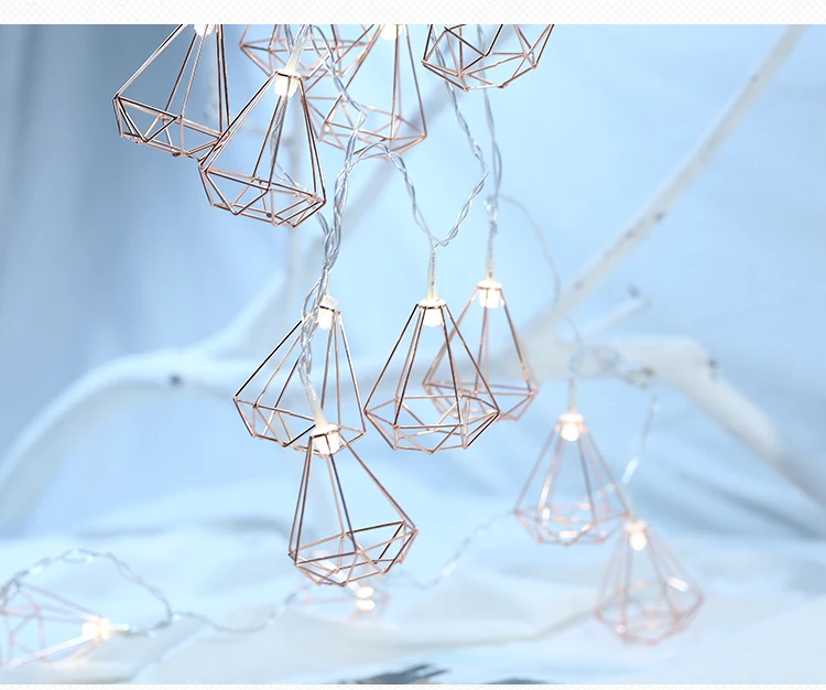 

Fairy Retro Geometric Gold Diamond Battery USB String Lights 4m LED Decor For Christmas Garland On The Window luci led natale