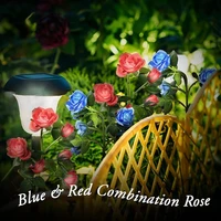 solar rose light outdoor waterproof led landscape lamp fixture garden yard lawn path 5 colors simulation flower decoration new