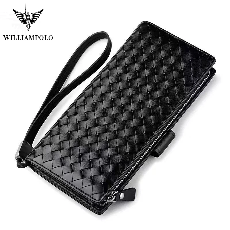 Мужской кошелек итальянский вязаный изысканный бумажник из натуральной кожи