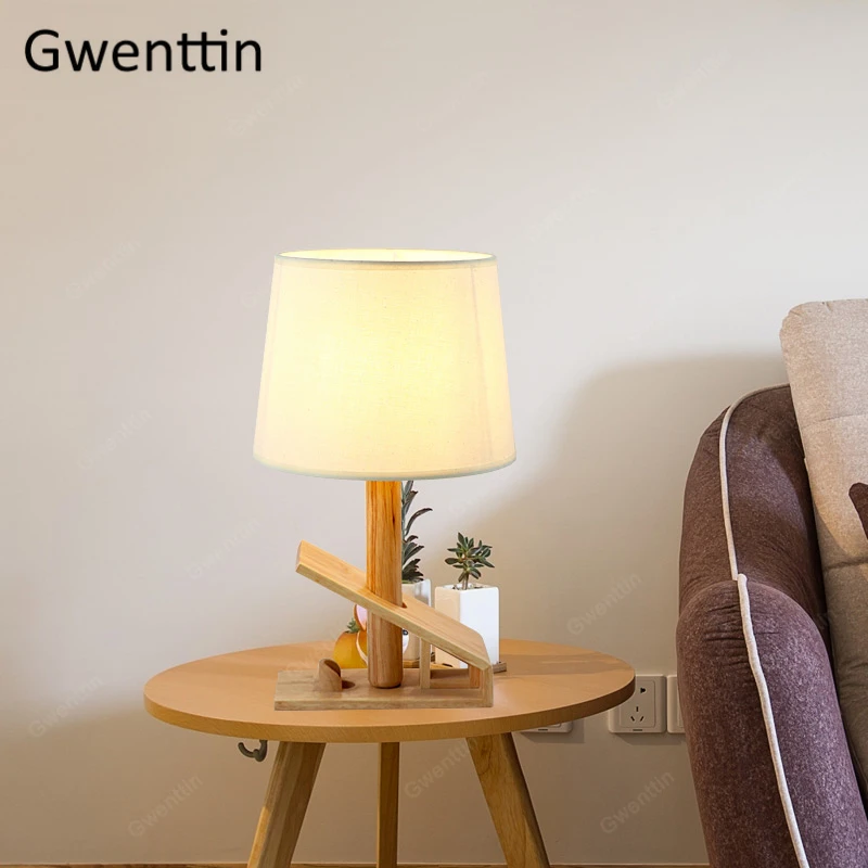 Скандинавские настольные лампы из цельного дерева Настольная Светодиодная