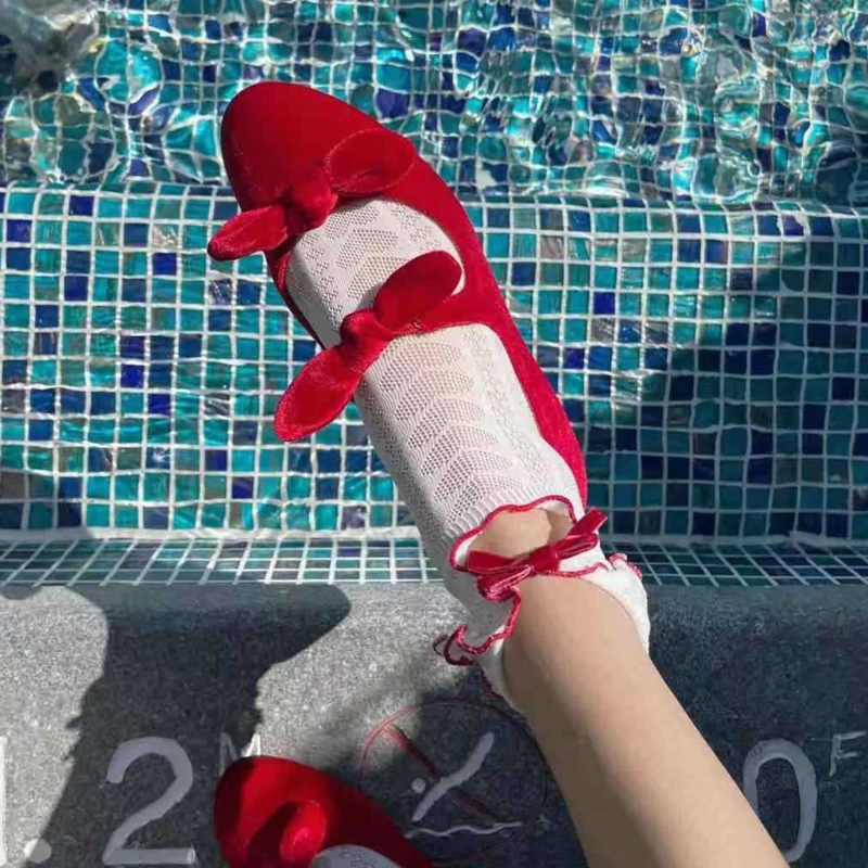 Женские кружевные носки K3NF до щиколотки с оборками в виде сердца милые бархатные