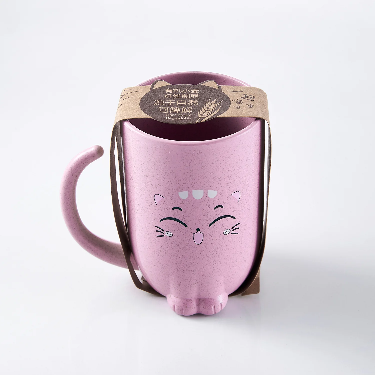 Pink Cup 3 шт., детская посуда для кормления, мультяшная кошка, детские блюда, детская посуда для еды, набор посуды, антигорячей пластины, тренировочная чаша+ ложка+ вилка - Цвет: Pink Cup