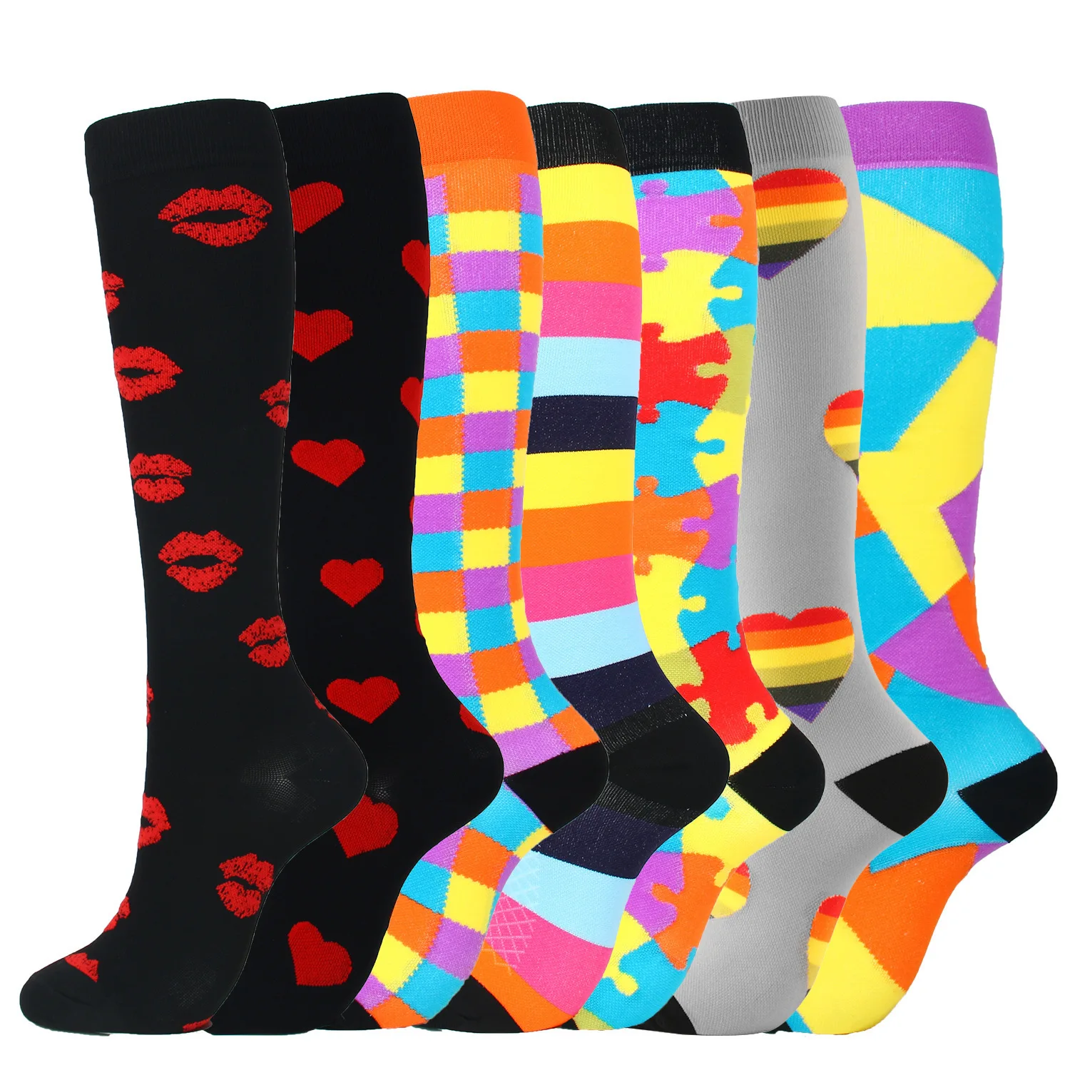 

Compression Socks 7 Pairs Per Set Women Thigh High Compress Socks Stocking