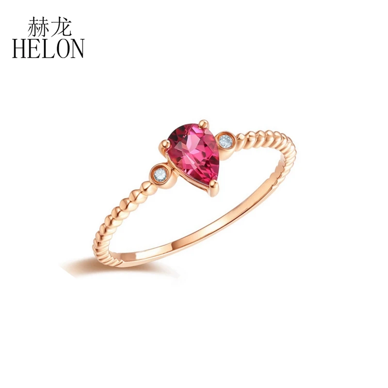 Кольцо с турмалином 14 карат розовое золото 0.42ct бриллиантами