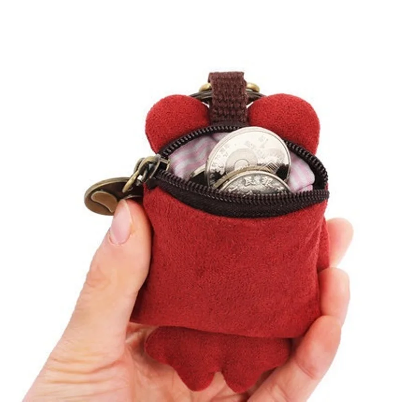 

Cartoon bear keychain coin storage bag multi hook multi-purpose key ring practical small pendant bag decoration accessories