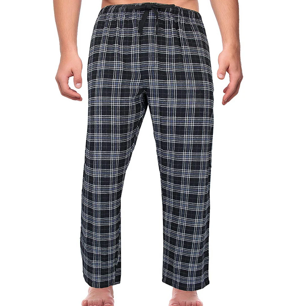 Size M-2XL Casual Loose Pants Trousers Men's Loose Sleep Bottoms Plaid Flannel Lounge/Pajama Pants plus size pajama pants