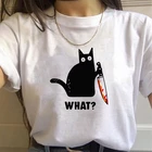 Что Женская футболка с коротким рукавом и круглым вырезом, в стиле Харадзюку, с изображением ужасного убийцы, размера плюс