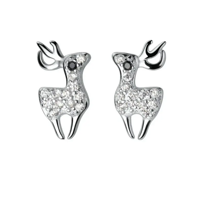 

2020 Ice River Real S925 Sterling Silver Women Stud Earrings Cute Deer Charm Girl Earring Dangler Fashion Jewelry Gifts 1pair