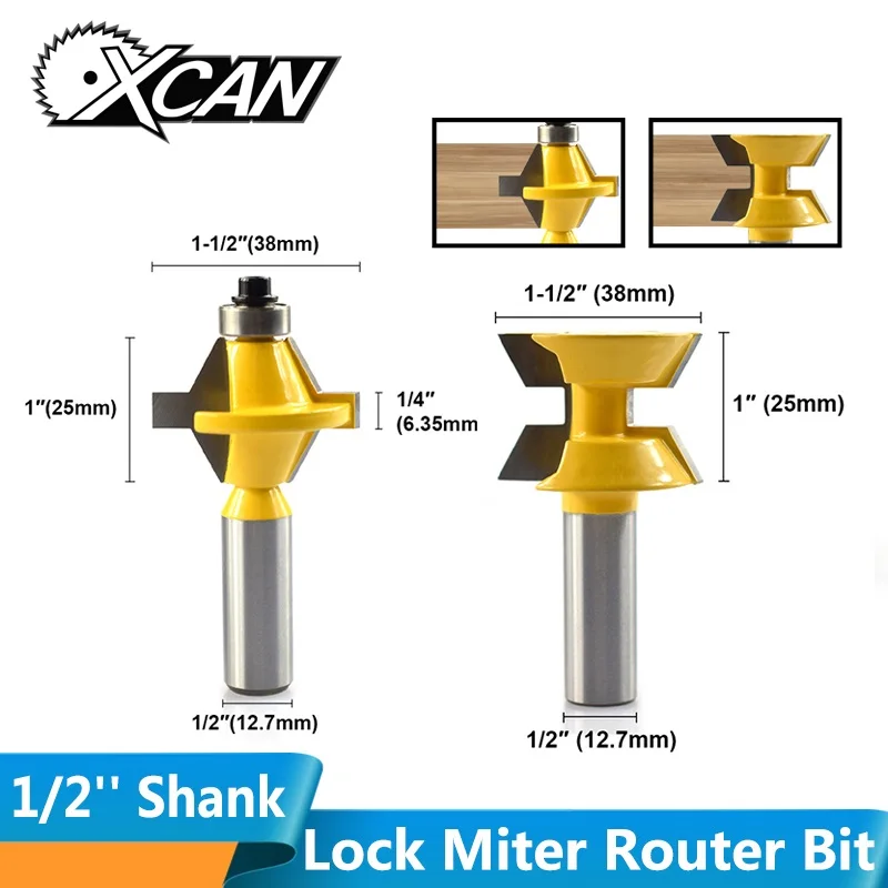XCAN 2 шт 1/2 ''(12,7 мм) Хвостовик 120 градусов замок торцовочный деревообрабатывающий долото Tenon резец палец шарнир Маршрутизатор биты набор
