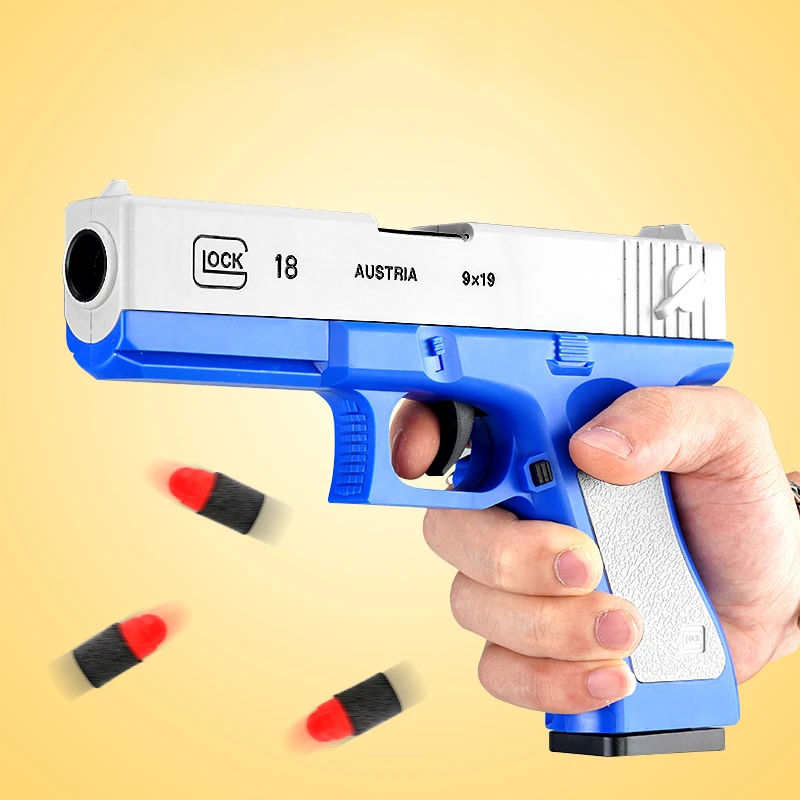 Shell Throwing Glock Toy Pistol EVA Foam Darts Bullets Gun Simulation Model Beginner Aim Train Handgun Air Boys Gifts |