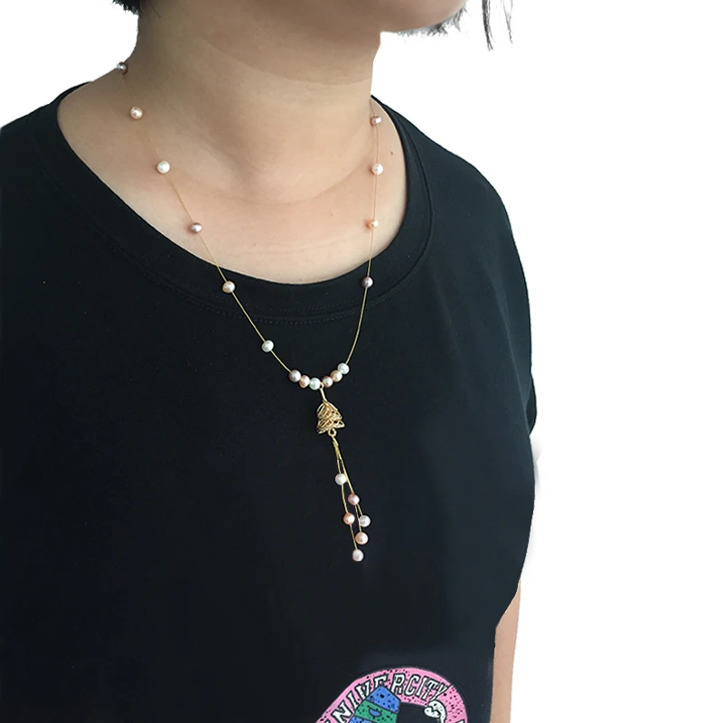 

55cm Real Natural Long Pearl Necklace Women,Beautiful Freshwater Pendant Necklace Anniversary Gift